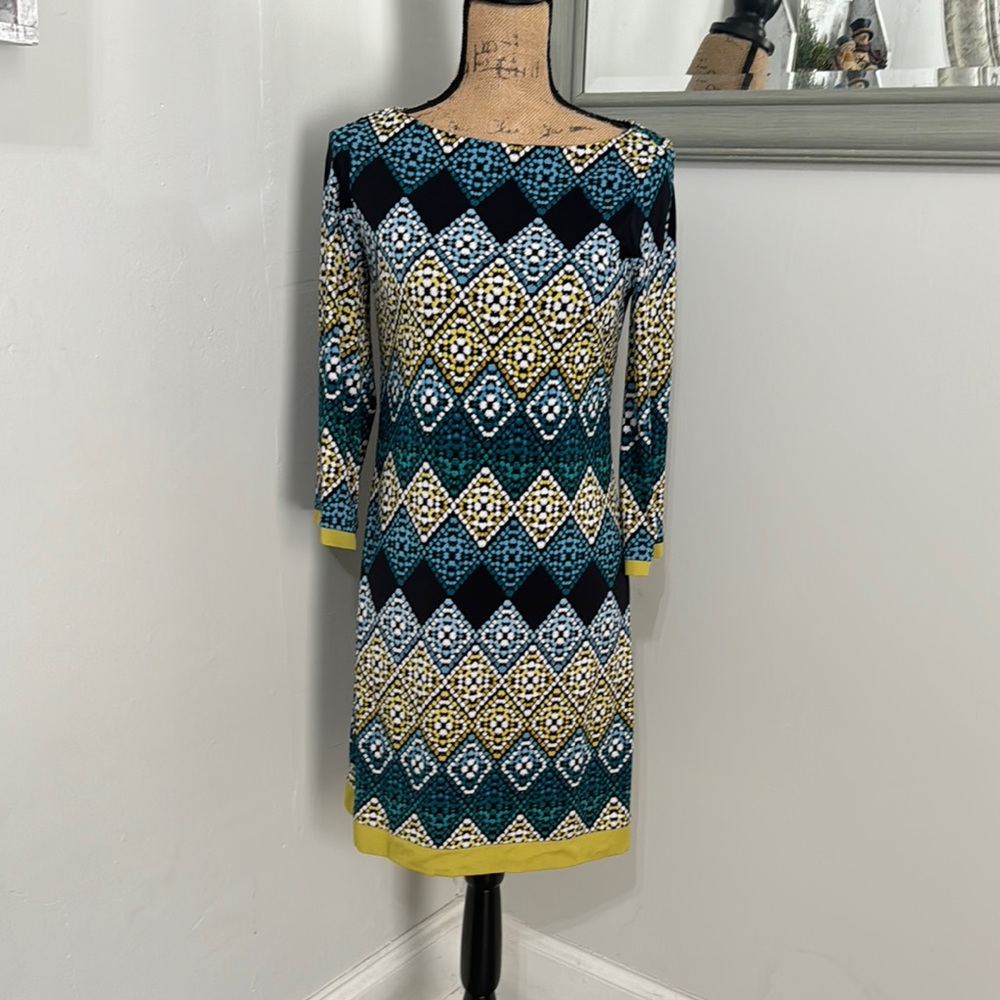 Stylish Multicolor Geometric Pattern Dress